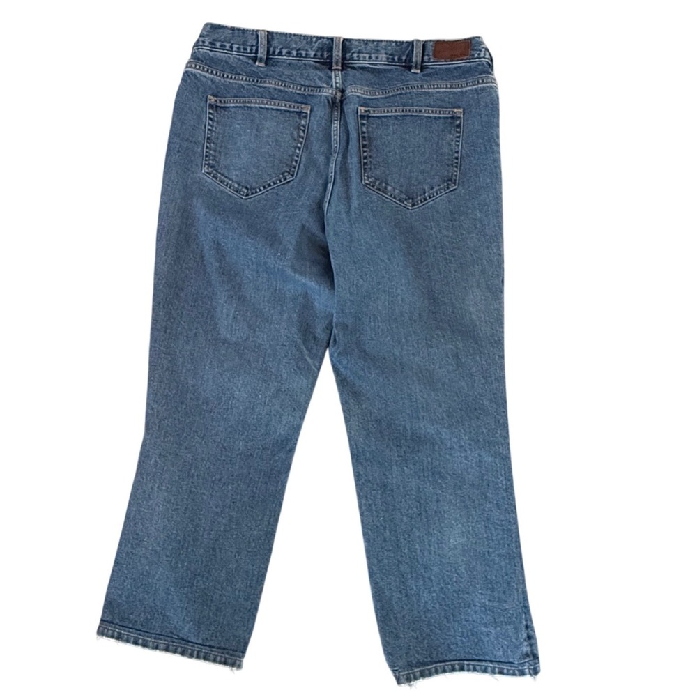 Lands End High Rise Straight Leg Jeans Women Size 16W Medium Wash Distressed - Picture 3 of 11